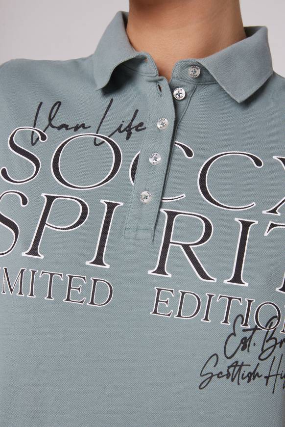 Soccx Kurzarmpolo Aus Pikee Mit Logo Print Grey Green