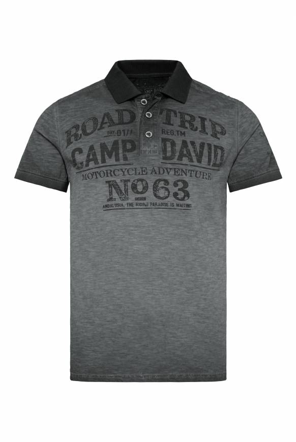 Soccx Kurzarmpolo Im Vintage-Style Mit Artworks Black M