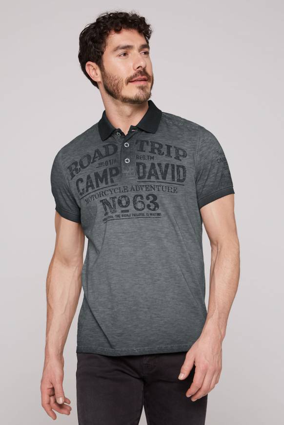 Soccx Kurzarmpolo im Vintage-Style mit Artworks black M