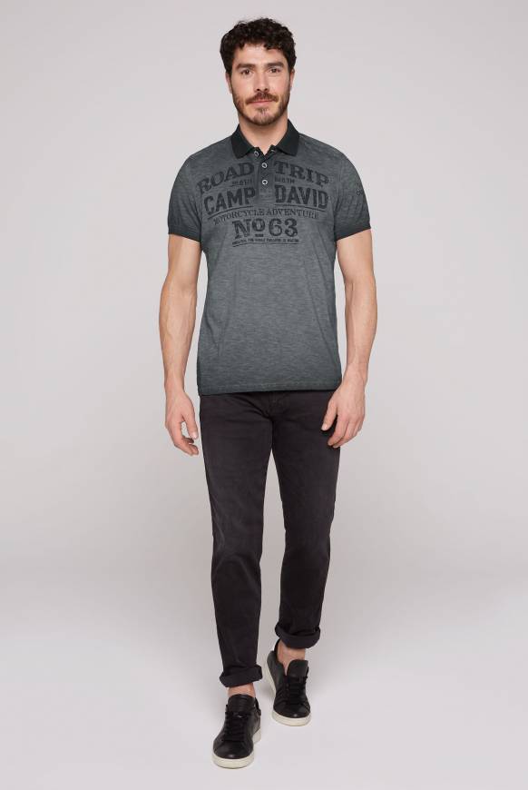 Soccx Kurzarmpolo Im Vintage-Style Mit Artworks Black M