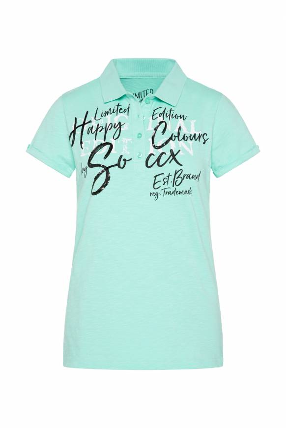 Soccx Kurzarmpolo Mit Print Und Pailletten Neo Aqua