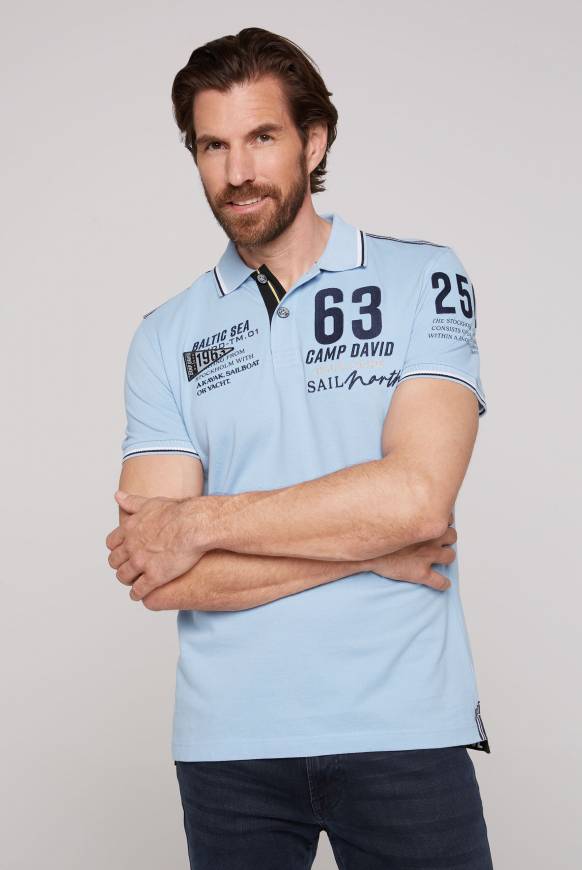 Soccx Kurzarmpolo Pikee mit Logo Artworks summer blue