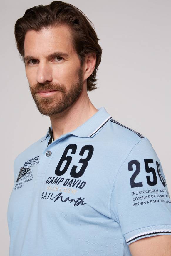 Soccx Kurzarmpolo Pikee Mit Logo Artworks Summer Blue