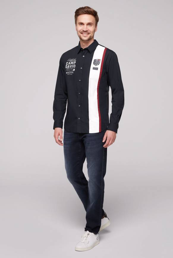 Soccx Langarmhemd Mit Color-Blocking Und Artworks Blue Navy