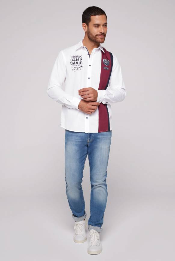 Soccx Langarmhemd Mit Color-Blocking Und Artworks Opticwhite