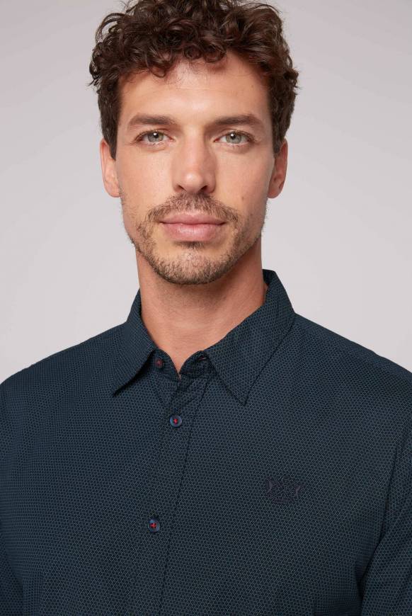 Soccx Langarmhemd Mit Filigranen All Over Print Blue Navy