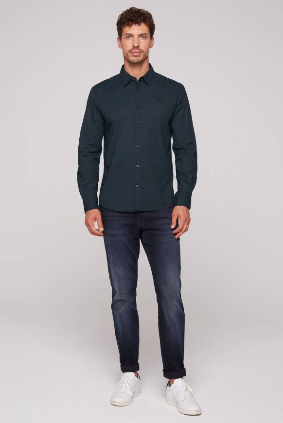 Soccx Langarmhemd Mit Filigranen All Over Print Blue Navy