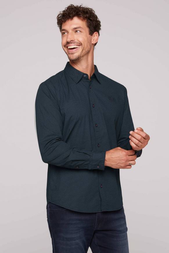 Soccx Langarmhemd mit filigranen All Over Print blue navy