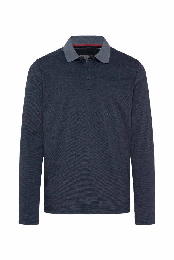 Soccx Langarmpolo Mit Feinem Streifen-Dessin Blue Navy