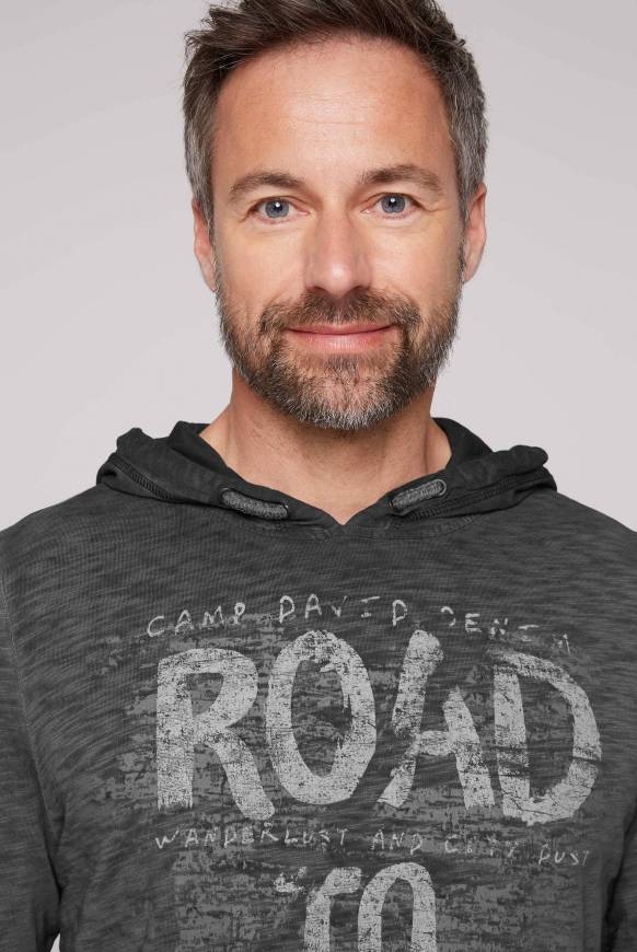 Soccx Langarmshirt Mit Kapuze Und Vintage Print Black