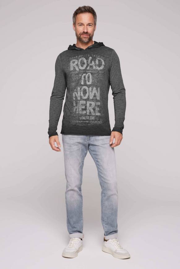 Soccx Langarmshirt Mit Kapuze Und Vintage Print Black