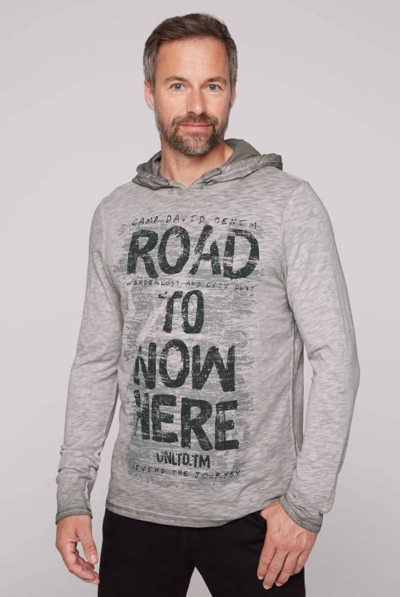 Soccx Langarmshirt mit Kapuze und Vintage Print shadow