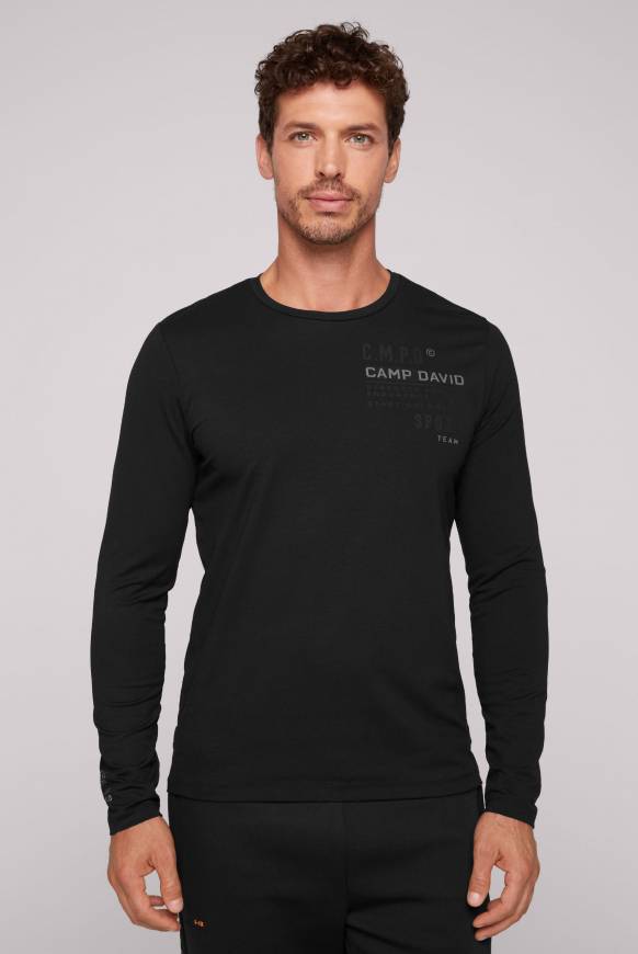 Soccx Langarmshirt mit reflektierendem Rücken-Print black