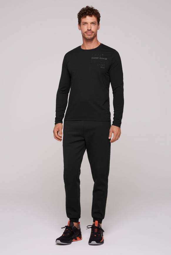 Soccx Langarmshirt Mit Reflektierendem Rücken-Print Black