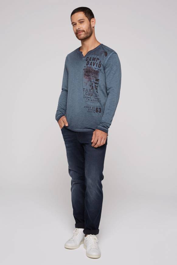 Soccx Langarmshirt Mit Twill-Patches Und Artworks Blue Navy