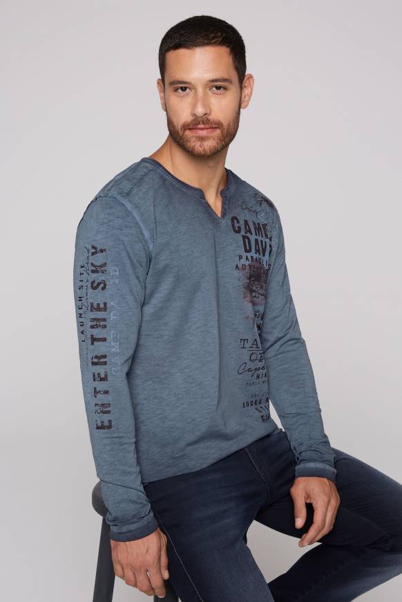 Soccx Langarmshirt mit Twill-Patches und Artworks blue navy