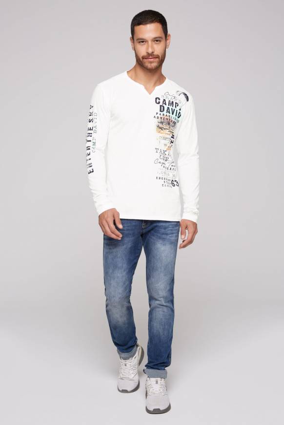 Soccx Langarmshirt Mit Twill-Patches Und Artworks Ivory