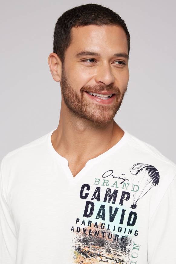 Soccx Langarmshirt Mit Twill-Patches Und Artworks Ivory