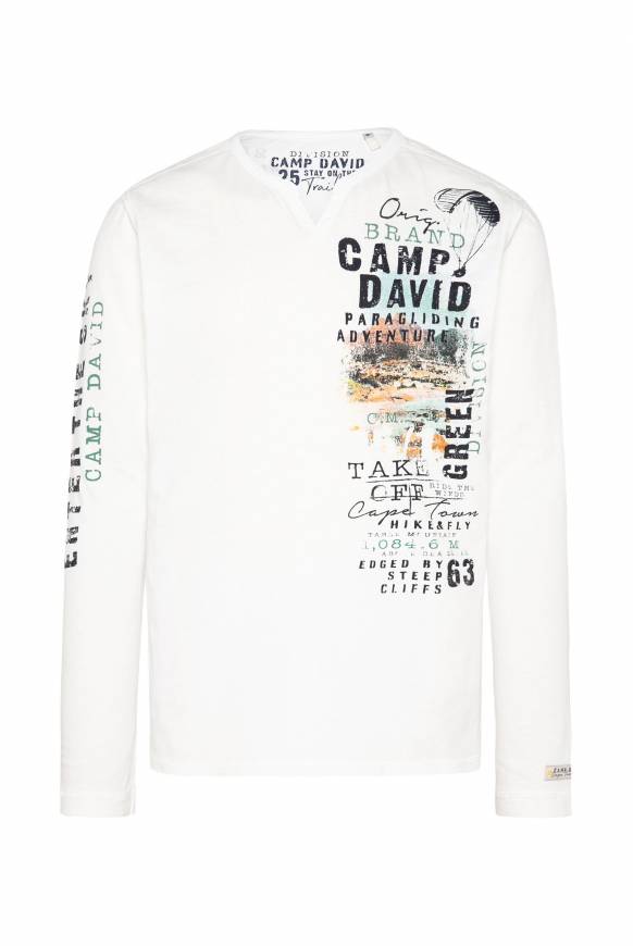 Soccx Langarmshirt Mit Twill-Patches Und Artworks Ivory