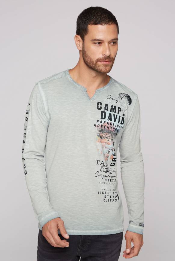 Soccx Langarmshirt mit Twill-Patches und Artworks teal