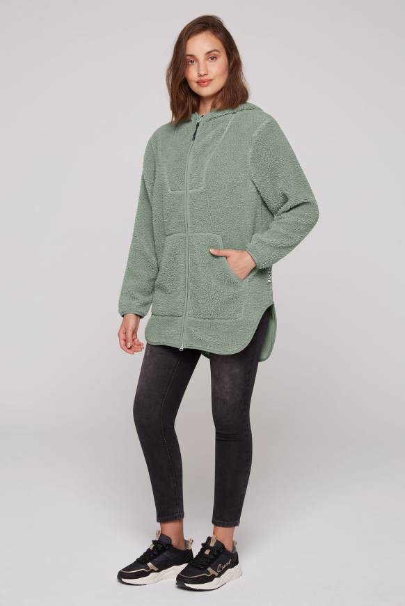 Soccx Lange Kapuzenjacke Aus Teddyplüsch Muted Aqua