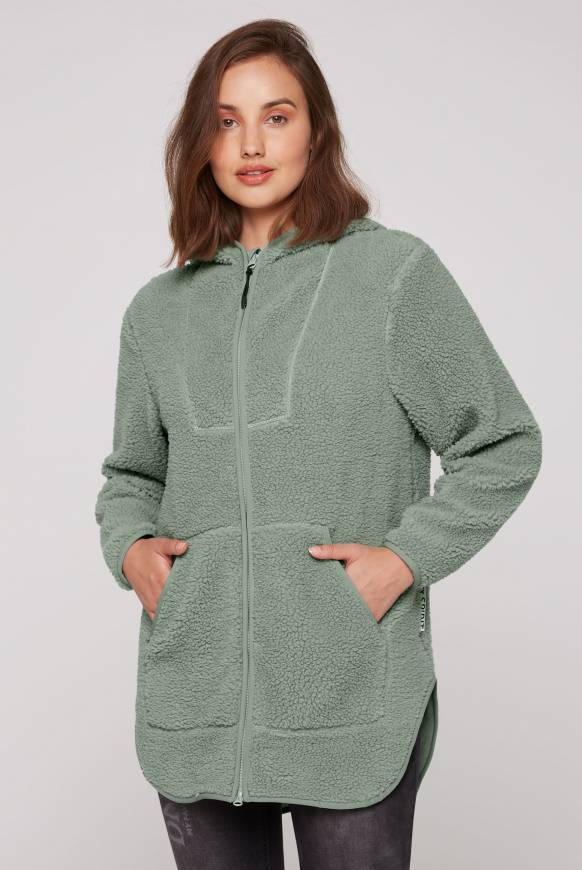 Soccx Lange Kapuzenjacke Aus Teddyplüsch Muted Aqua
