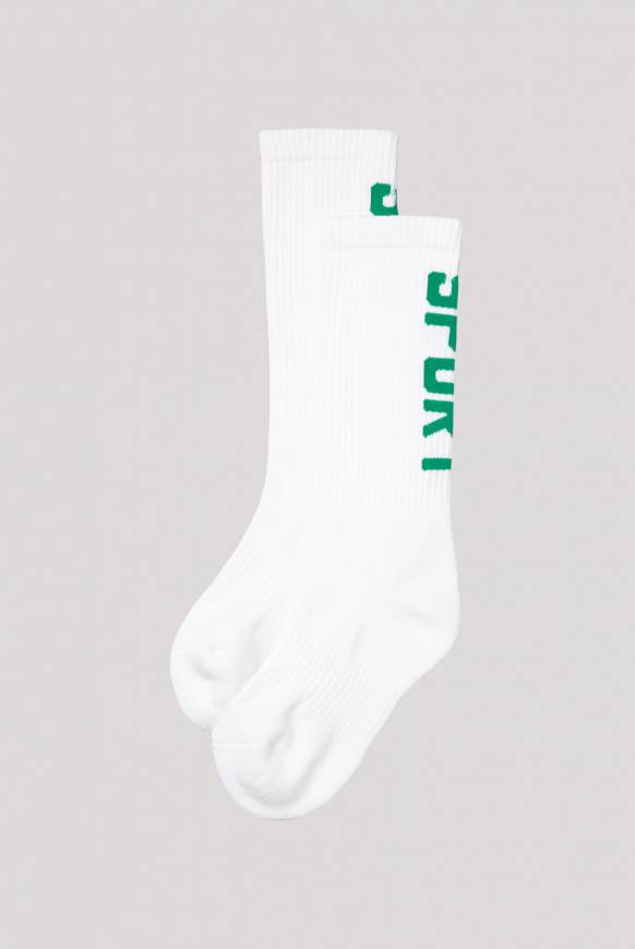 Soccx Lange Sportsocken mit Logo, 2 Paar opticwhite / active green