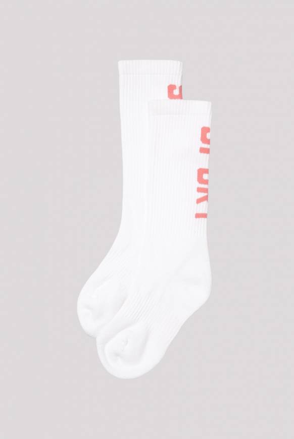 Soccx Lange Sportsocken mit Logo, 2 Paar opticwhite / peachy rose