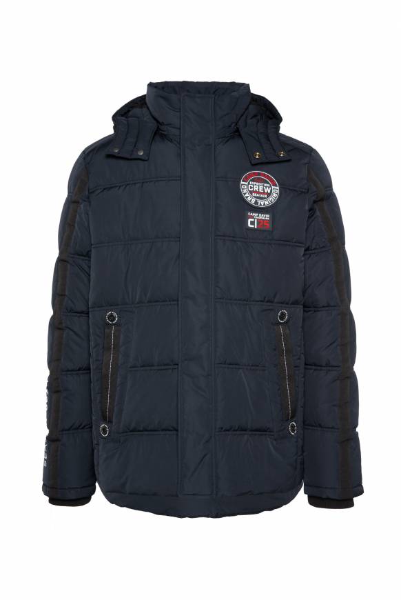 Soccx Lange Steppjacke Mit Kapuze Und Rücken-Artwork Blue Navy