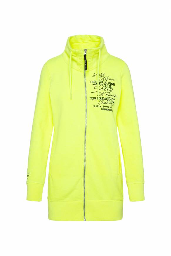 Soccx Lange Sweatjacke Mit Hohem Kragen Yellow Lime