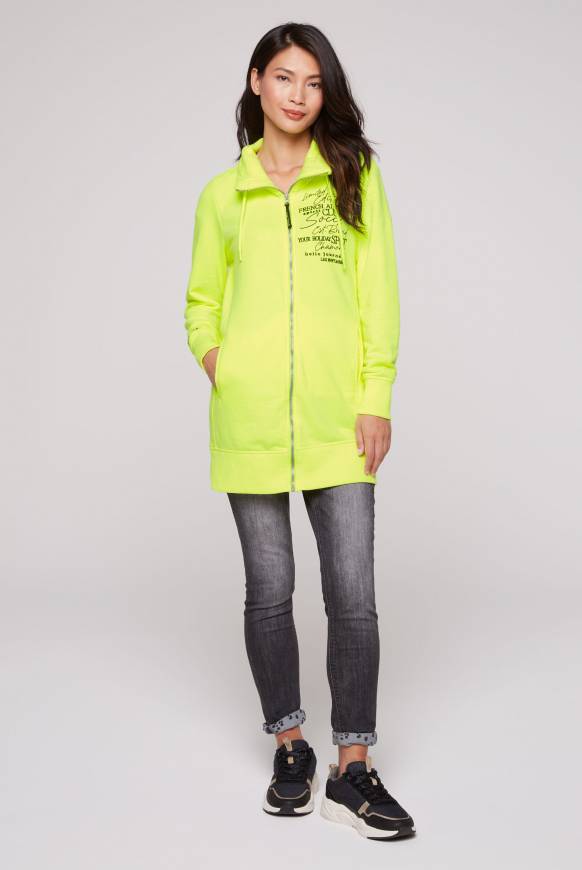 Soccx Lange Sweatjacke Mit Hohem Kragen Yellow Lime