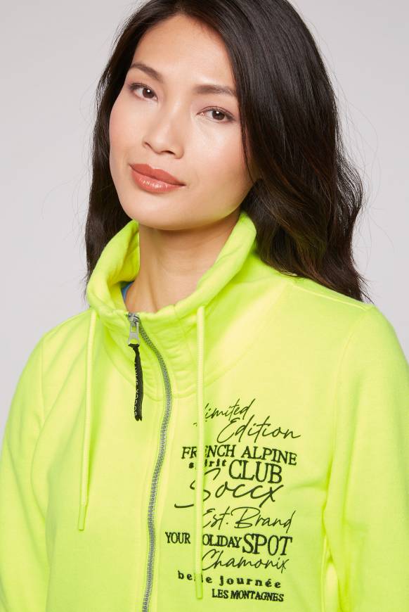 Soccx Lange Sweatjacke Mit Hohem Kragen Yellow Lime