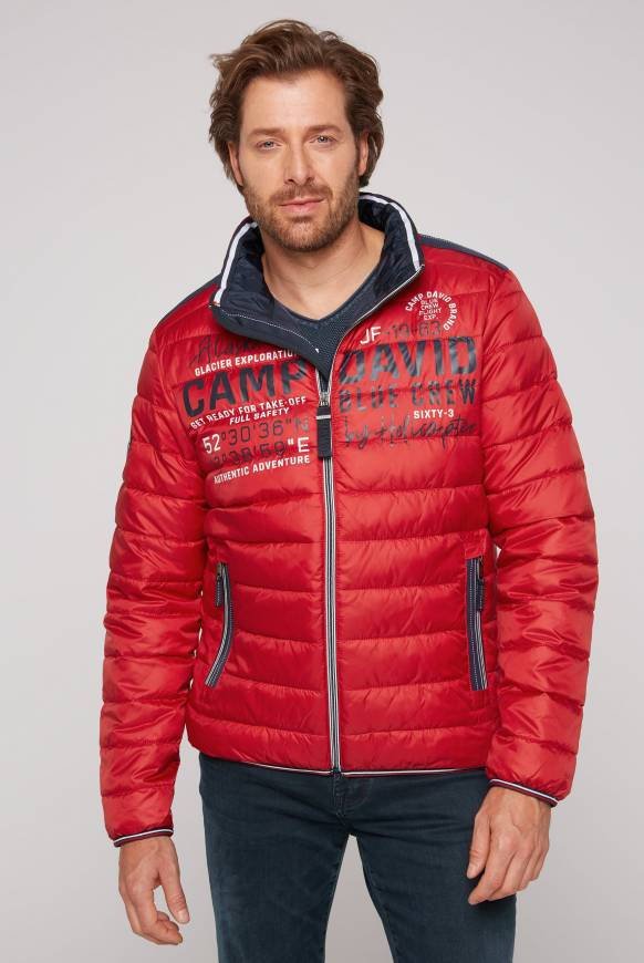 Soccx Leichte Steppjacke mit Logo Prints und Tapes royal red