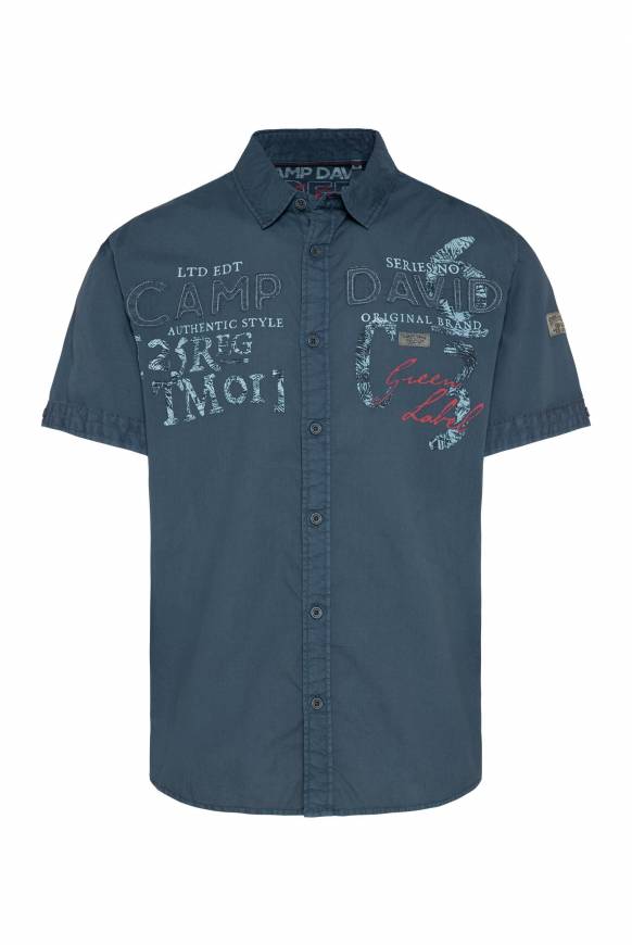 Soccx Leichtes Kurzarmhemd Mit Label-Applikationen Lazy Blue