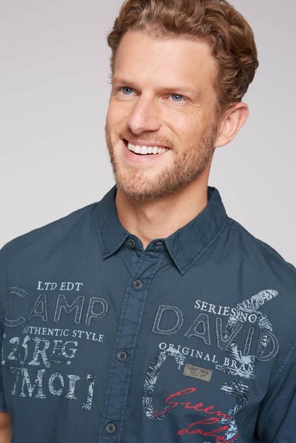 Soccx Leichtes Kurzarmhemd Mit Label-Applikationen Lazy Blue