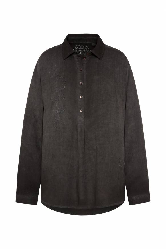 Soccx Longbluse Oil Dyed Mit Logo Aus Schmucksteinen Black