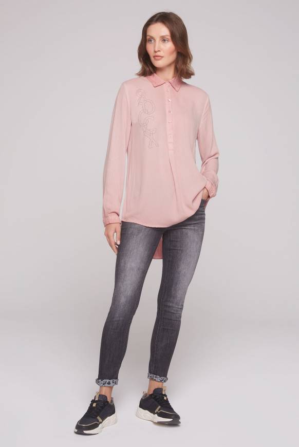 Soccx Longbluse Oil Dyed Mit Logo Aus Schmucksteinen Rose Blush