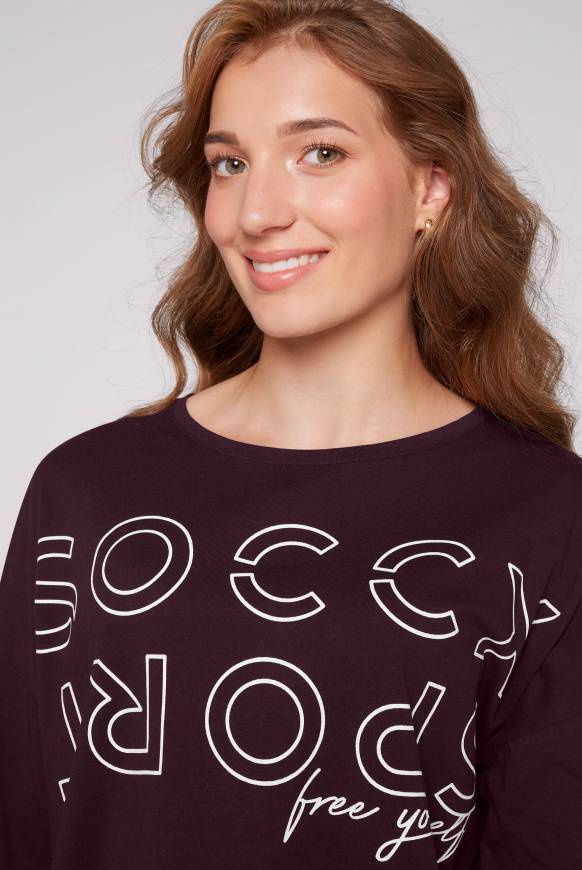 Soccx Longsleeve Mit Logo Prints Und Verstellbaren Elastiksaum Deep Plum
