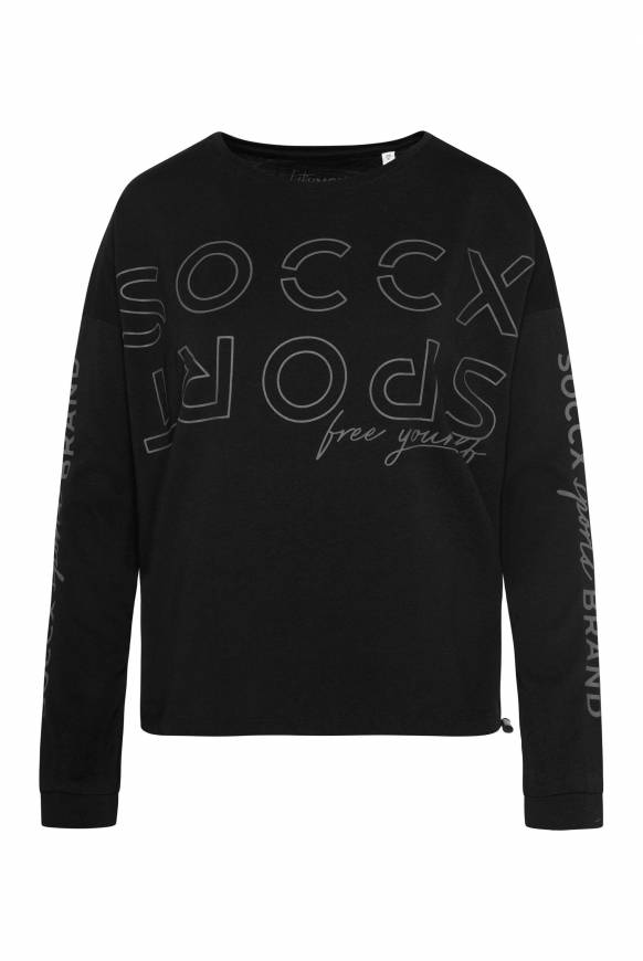 Soccx Longsleeve Mit Logo Prints Und Verstellbaren Elastiksaum Black