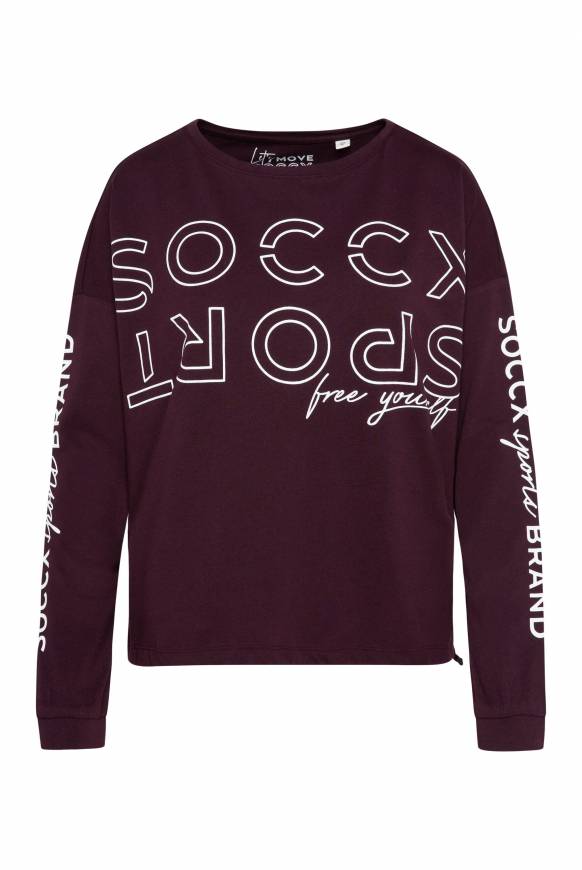Soccx Longsleeve Mit Logo Prints Und Verstellbaren Elastiksaum Deep Plum