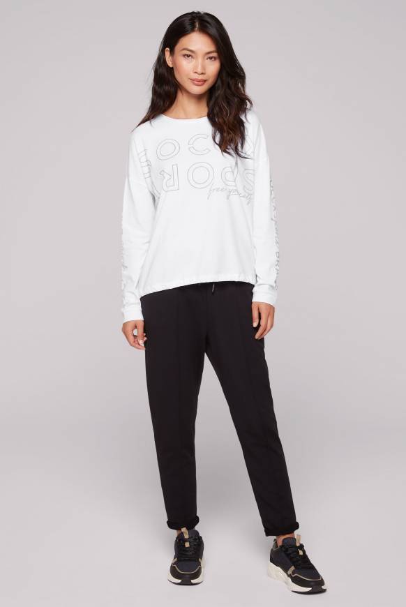 Soccx Longsleeve Mit Logo Prints Und Verstellbaren Elastiksaum Opticwhite