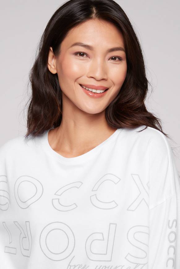 Soccx Longsleeve Mit Logo Prints Und Verstellbaren Elastiksaum Opticwhite