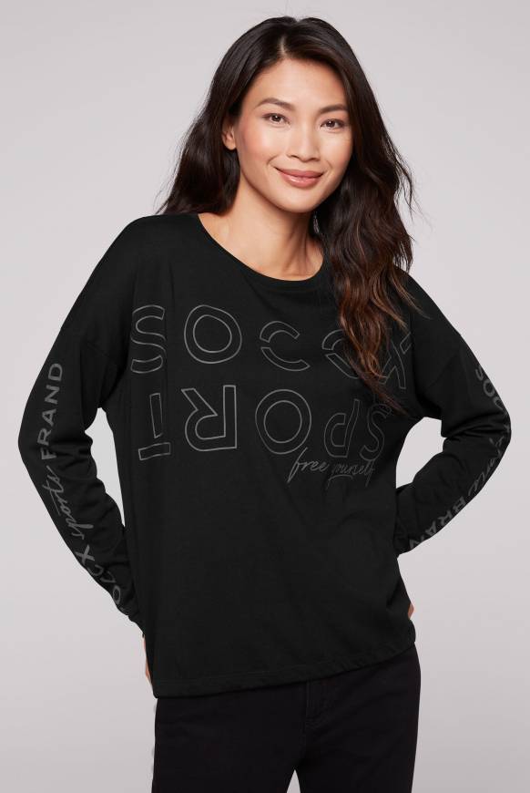Soccx Longsleeve mit Logo Prints und verstellbaren Elastiksaum black