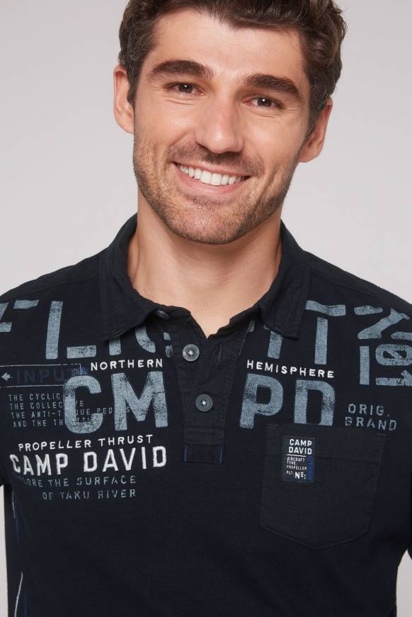 Soccx Longsleeve Mit Polokragen Und Artworks Blue Navy