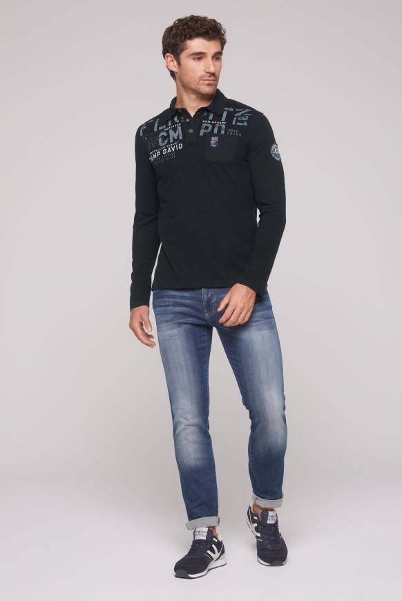 Soccx Longsleeve Mit Polokragen Und Artworks Blue Navy