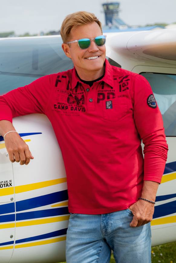 Soccx Longsleeve mit Polokragen und Artworks flight red