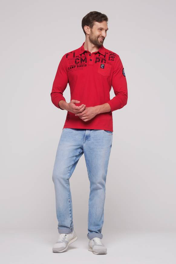 Soccx Longsleeve Mit Polokragen Und Artworks Flight Red