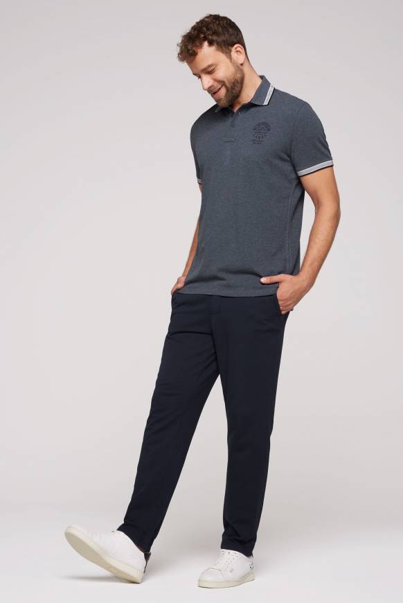 Soccx Meliertes Poloshirt Mit Two-Tone-Details Blue Navy Melange