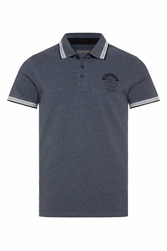 Soccx Meliertes Poloshirt Mit Two-Tone-Details Blue Navy Melange