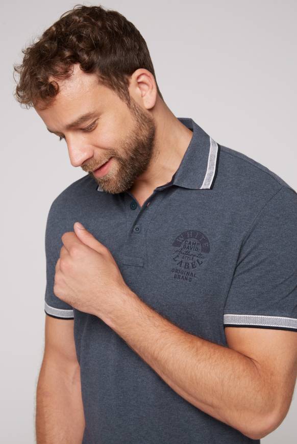 Soccx Meliertes Poloshirt Mit Two-Tone-Details Blue Navy Melange